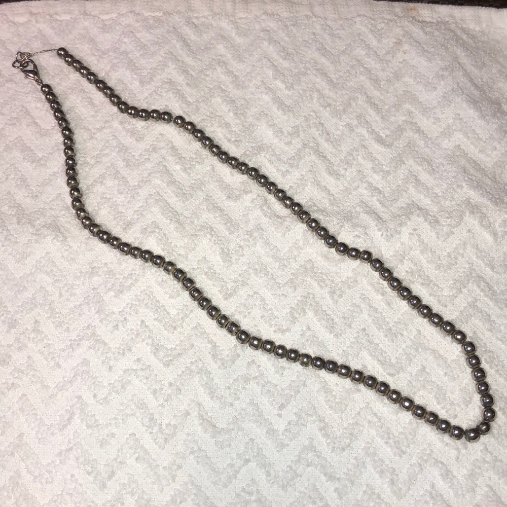 NECKLACE 22” Plated silver beads
